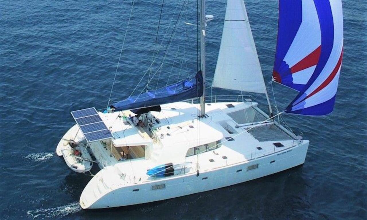 single handed catamaran sailing
