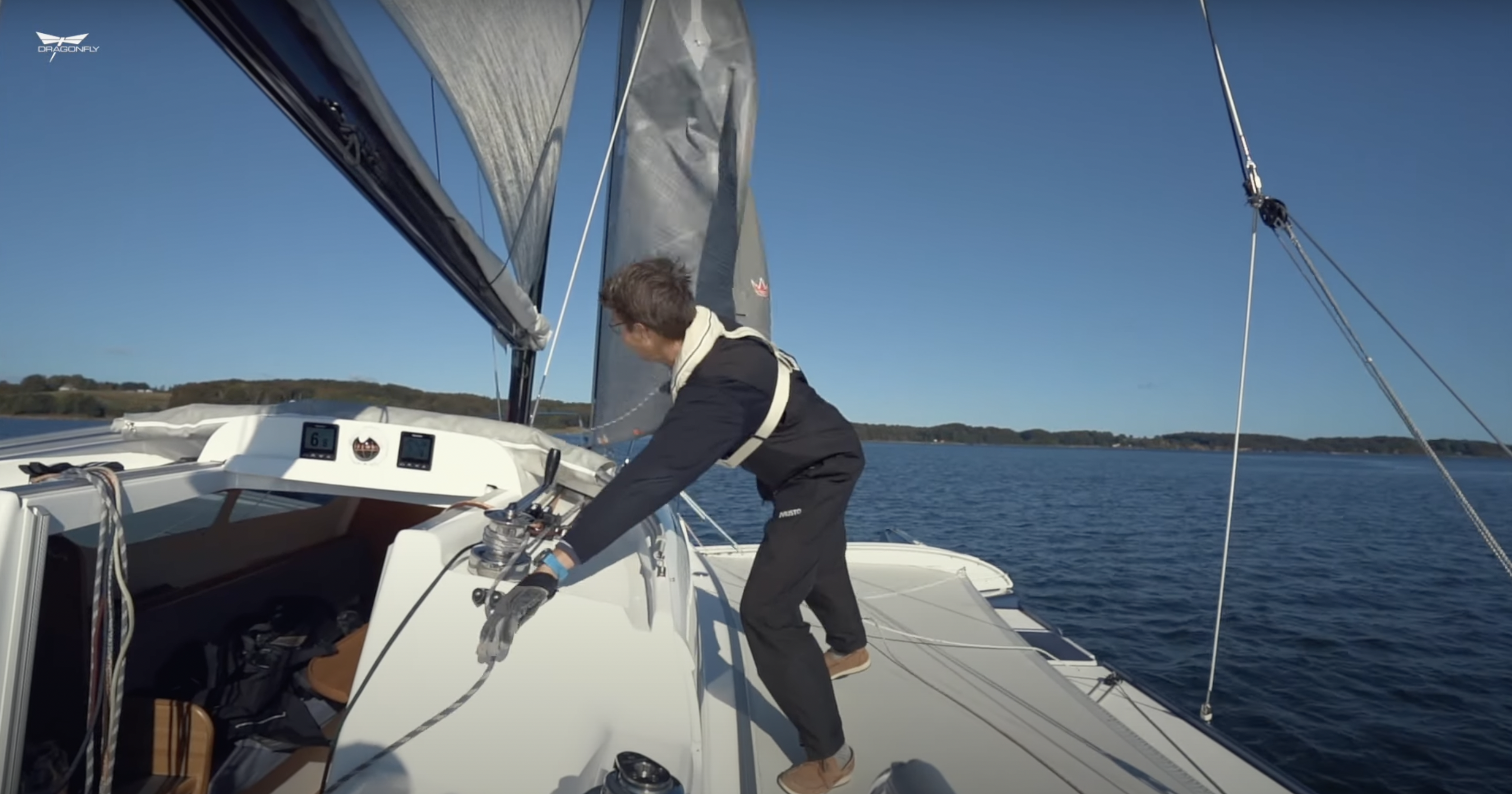 Dragonfly Trimaran Sail Guide Stronger Wind Conditions TMG Australia Reefing Headsail